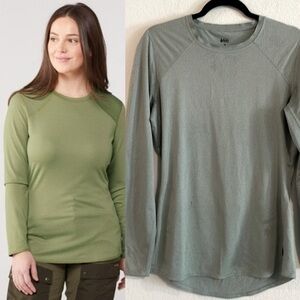 REI Women's Co-op Shirt Medium Green Athleisure Workout Granola Girl Outdoor